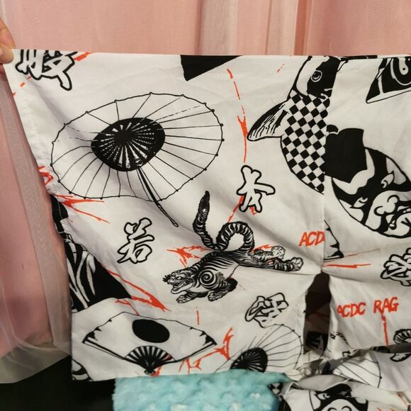 ACDC Rag Yukata Black White Graphic Samurai Print Japan Japanese Kimono Robe Y2K - Picture 4 of 13